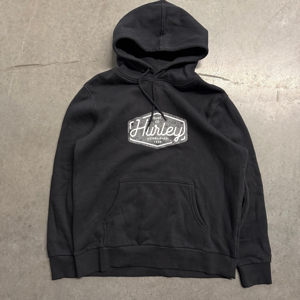 Hurley‎ Mens Surf Co Established 1999 Graphic Hoodie Black Large Sweatshirt